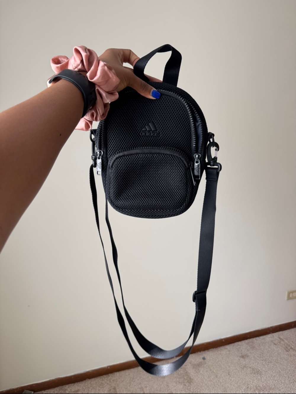 adidas Black Mini Mesh Sling Bag